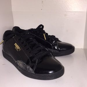 black leather puma shoes